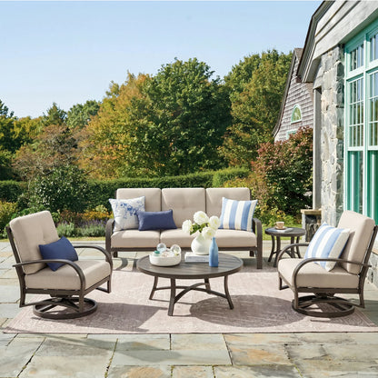 Chamber 5 Piece Aluminum Patio Furniture Sofa Sets With Round Table