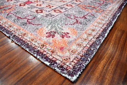 Multi Size Peach, Gray Handmade Hand-Woven Traditional Polyester Oriental Area Rug