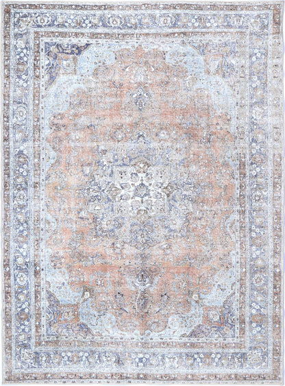 Distressed Vintage Oxus Desert in Grey & Beige Rug