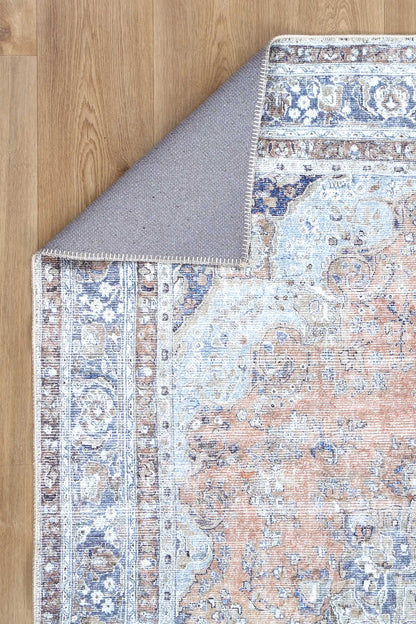 Distressed Vintage Oxus Desert in Grey & Beige Rug