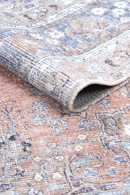 Distressed Vintage Oxus Desert in Grey & Beige Rug