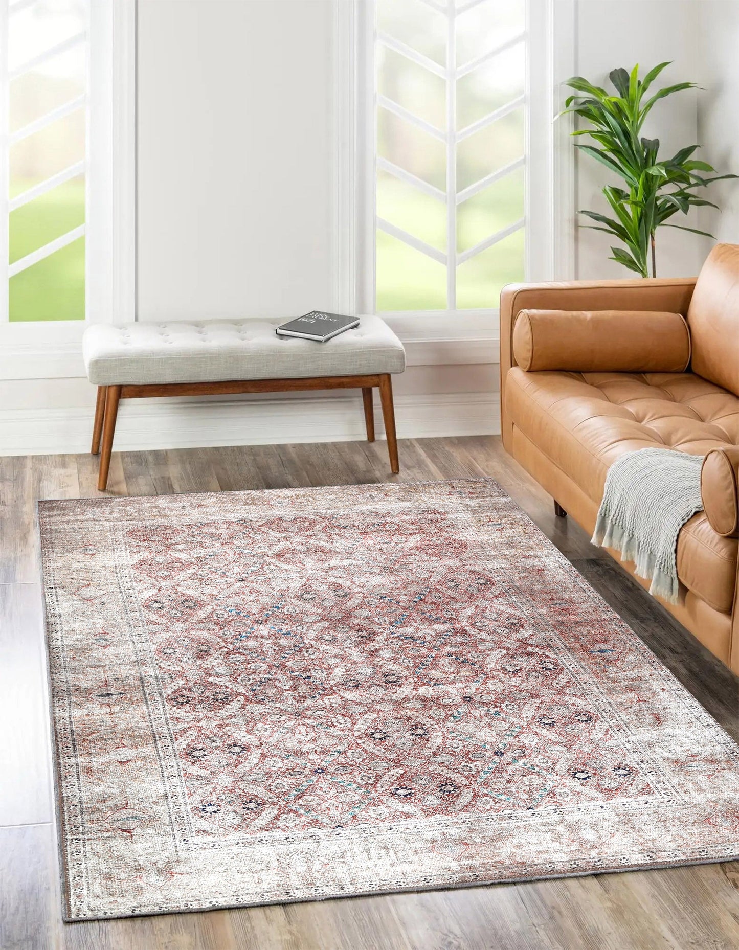 Distressed Vintage Levent Area in Beige Rug