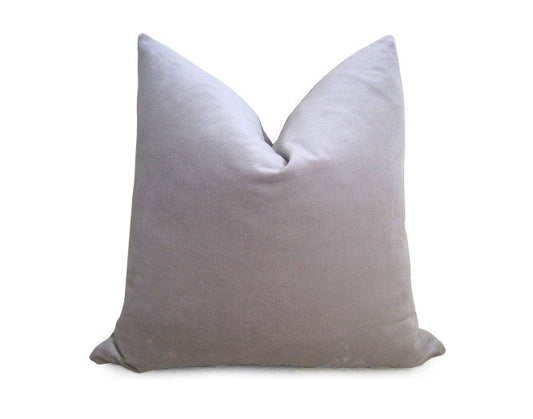 Plush Velvet Pillow Cover - Silver Gray