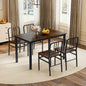 Dining Chairs Set of 4 with Slatted Backrest & Metal Frame