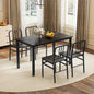 Dining Chairs Set of 4 with Slatted Backrest & Metal Frame