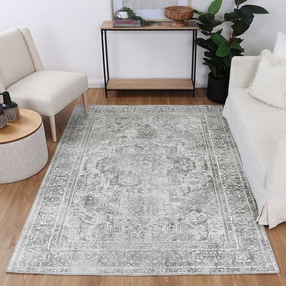 Distressed Vintage Chilaz in Grey Rug