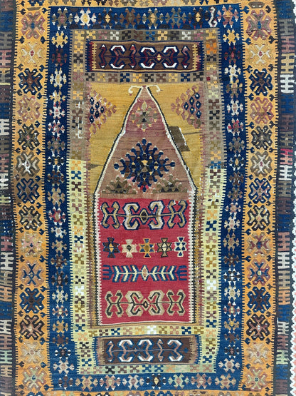 Antique Anatolian Wool Prayer Rug 4’ x 6’6”
