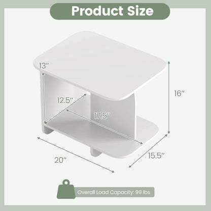 End Table 2-Tier Sofa Side Table with Storage Shelf for Small Space