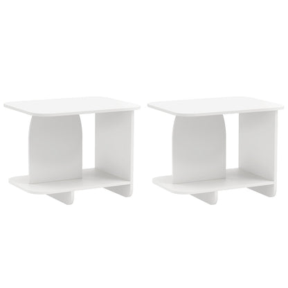 End Table Set of 2 2-Tier Sofa Side Tables with Storage Shelf