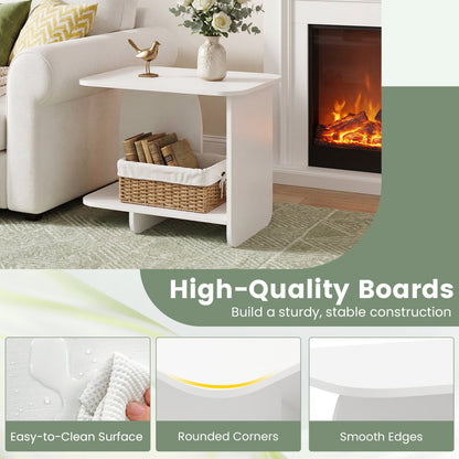 End Table Set of 2 2-Tier Sofa Side Tables with Storage Shelf