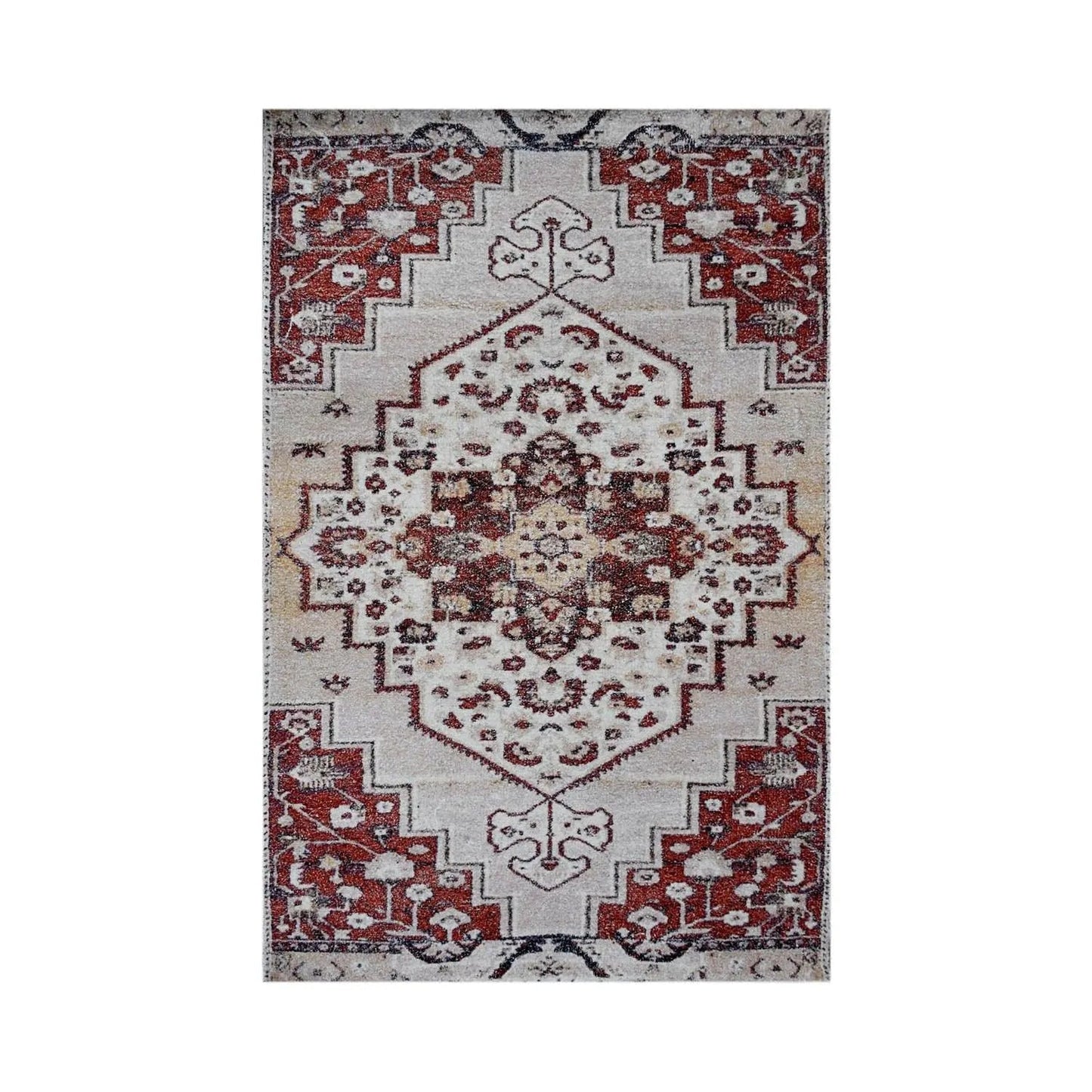 Multi Size Handmade Micro Printed Polyester Traditional Oriental Area Rug Beige, Taupe Color