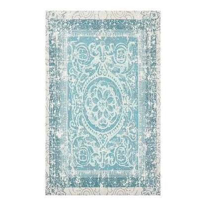 Multi Sizes Aqua, Beige Machine Made Modern & Contemporary Velvety Soft Pile Tibetan Oriental Area Rug