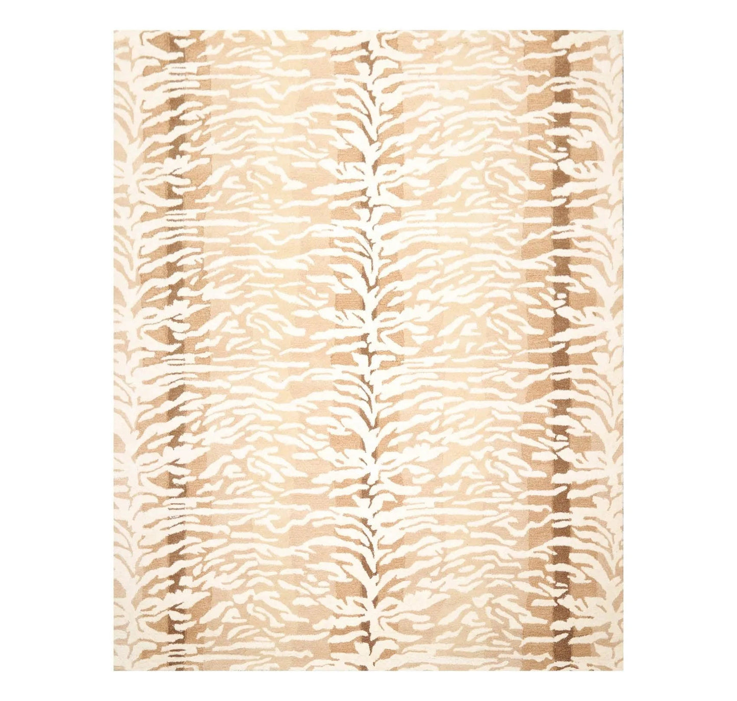 Multi Sizes Handmade 100% Wool Animal Print Tiger Modern Area Rug Ivory Beige