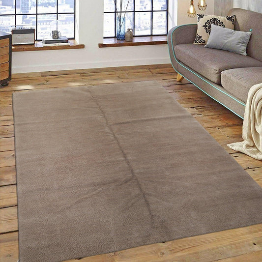 Lapchi 6’ x 8'10" Hand Knotted Modern Pindrop Wool & Silk Tibetan Area Rug Taupe
