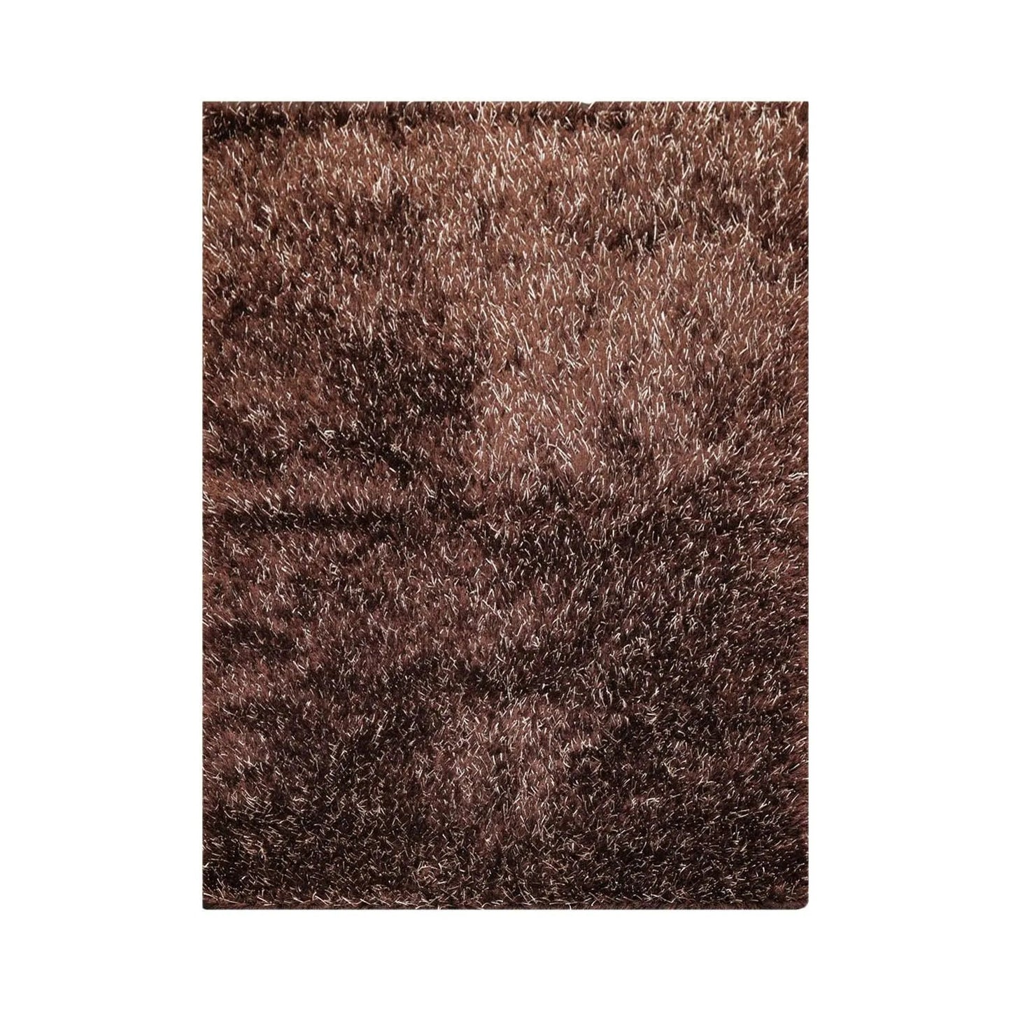 Multi Size Chocolate, White Hand Made Shag Polyester Modern Oriental Area Rug