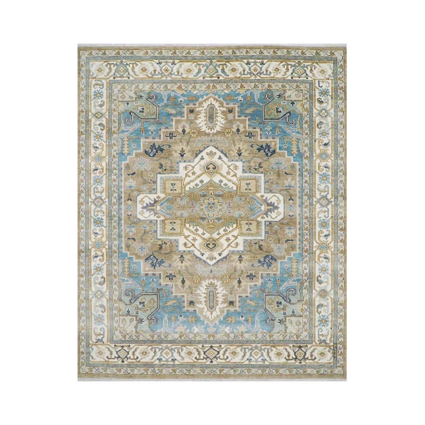 Multi Size Beige, Tan Color Hand Knotted LoomBloom Muted Turkish Oushak 100% Wool Transitional Oriental Area Rug