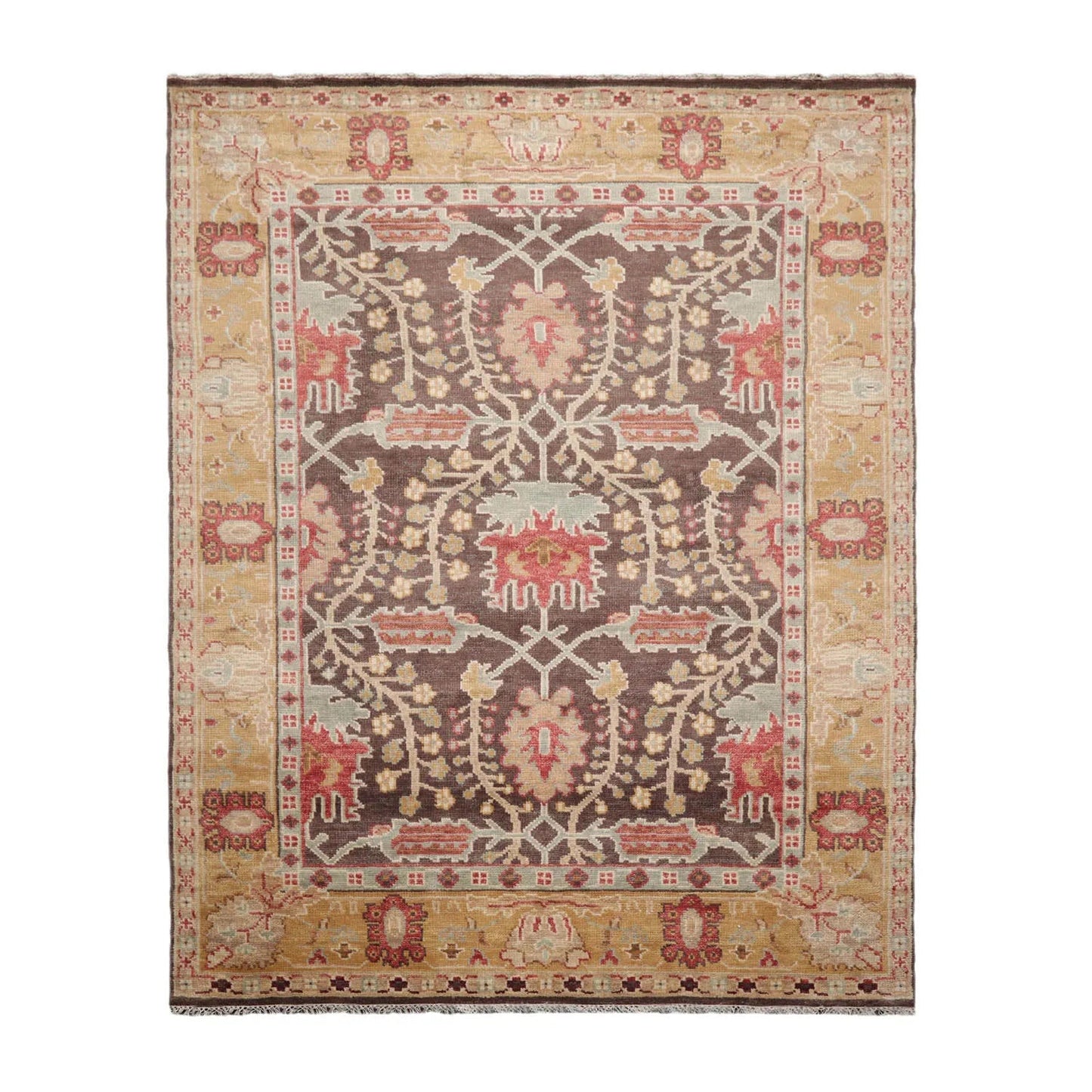 Multi Sizes Hand Knotted LoomBloom Muted Turkish Oushak 100% Wool Traditional  Oriental Area Rug Brown,Mustard Color