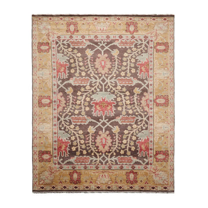 Multi Sizes Hand Knotted LoomBloom Muted Turkish Oushak 100% Wool Traditional  Oriental Area Rug Brown,Mustard Color