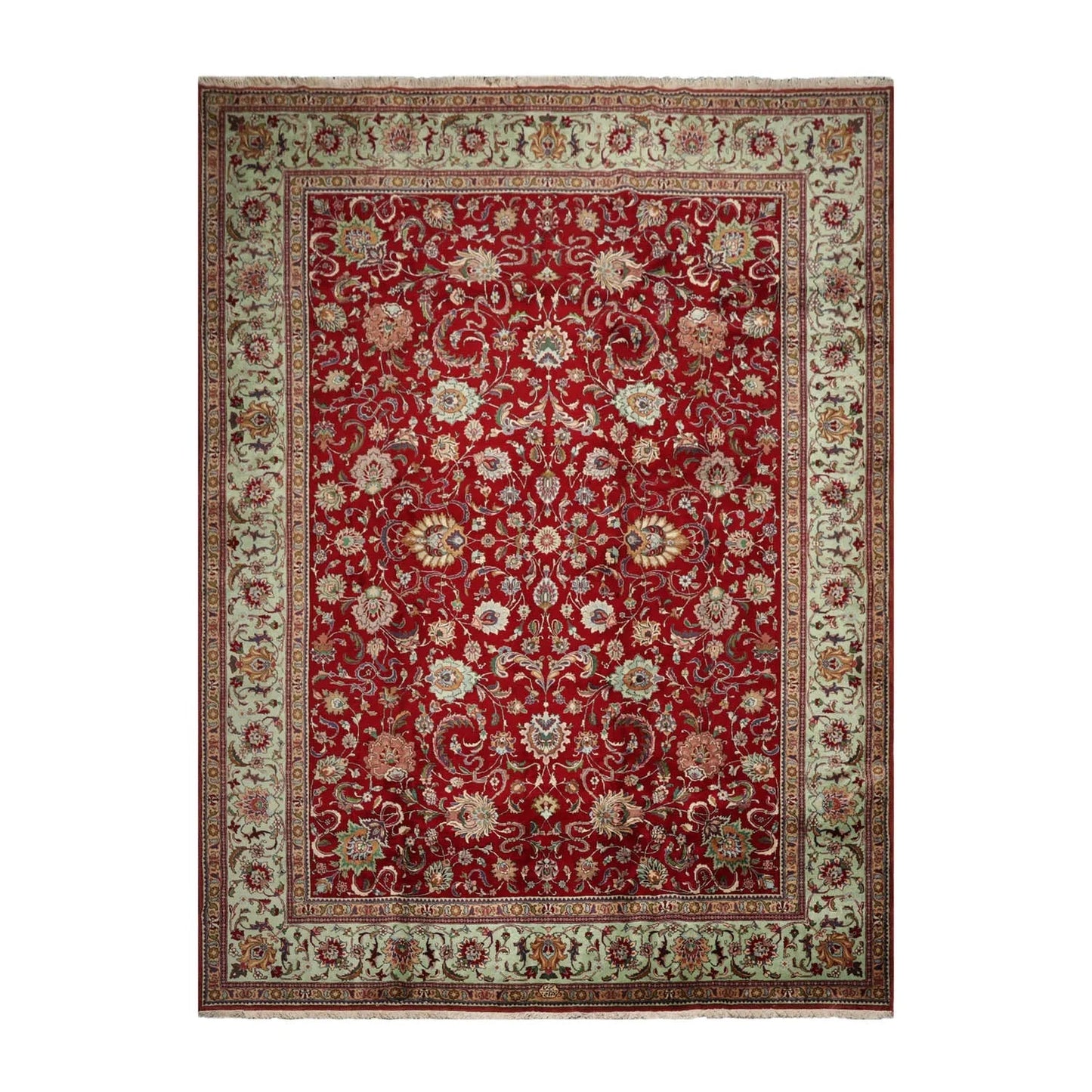 11' x15'Hand Knotted 100% Wool Tabriz Traditional Oriental Area Rug Red, Mint Color