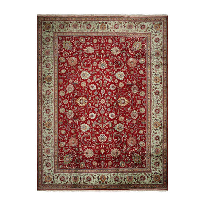 11' x15'Hand Knotted 100% Wool Tabriz Traditional Oriental Area Rug Red, Mint Color