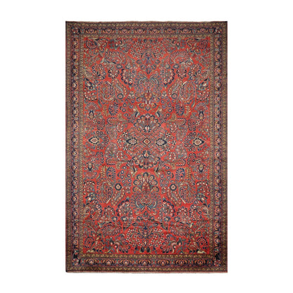 10'4''x16'3'' Burnt Orange, Navy Palace Hand Knotted 100% Wool Vintage Palace Lilihan Traditional Oriental Area Rug