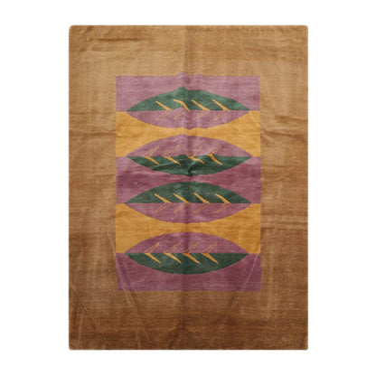 5' 2''x7'Hand Knotted Tibetan 100% Wool Michaelian & Kohlberg Traditional Oriental Area Rug Lavander, Gold Color