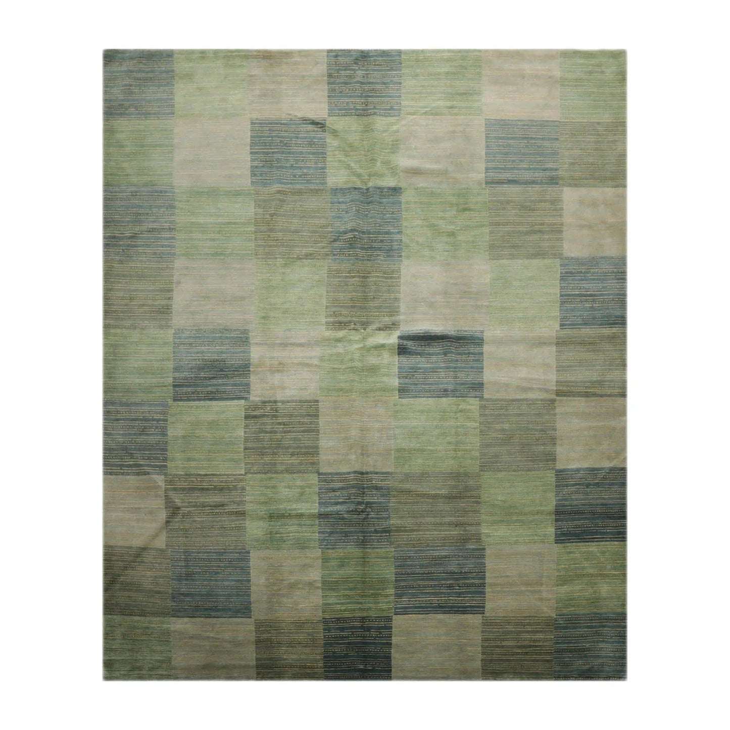 8' 2''x9' 10'' Hand Knotted Tibetan 100% Wool Michaelian & Kohlberg Modern & Contemporary Oriental Area Rug Aqua, Gray Color