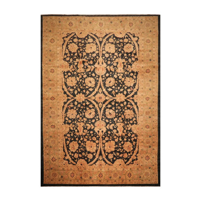 11'8''x16'10'' Charcoal, Gold Palace Hand Knotted 100% Wool Chobi Peshawar Traditional Oriental Area Rug