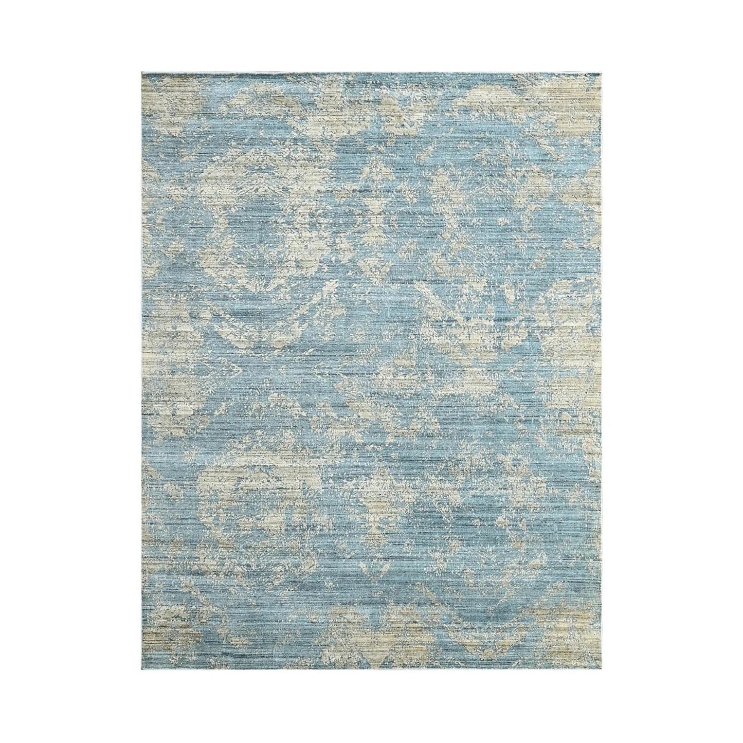 Multi Size Celadon,Beige Hand Knotted Wool/Bamboo Silk Transitional Oriental Area Rug
