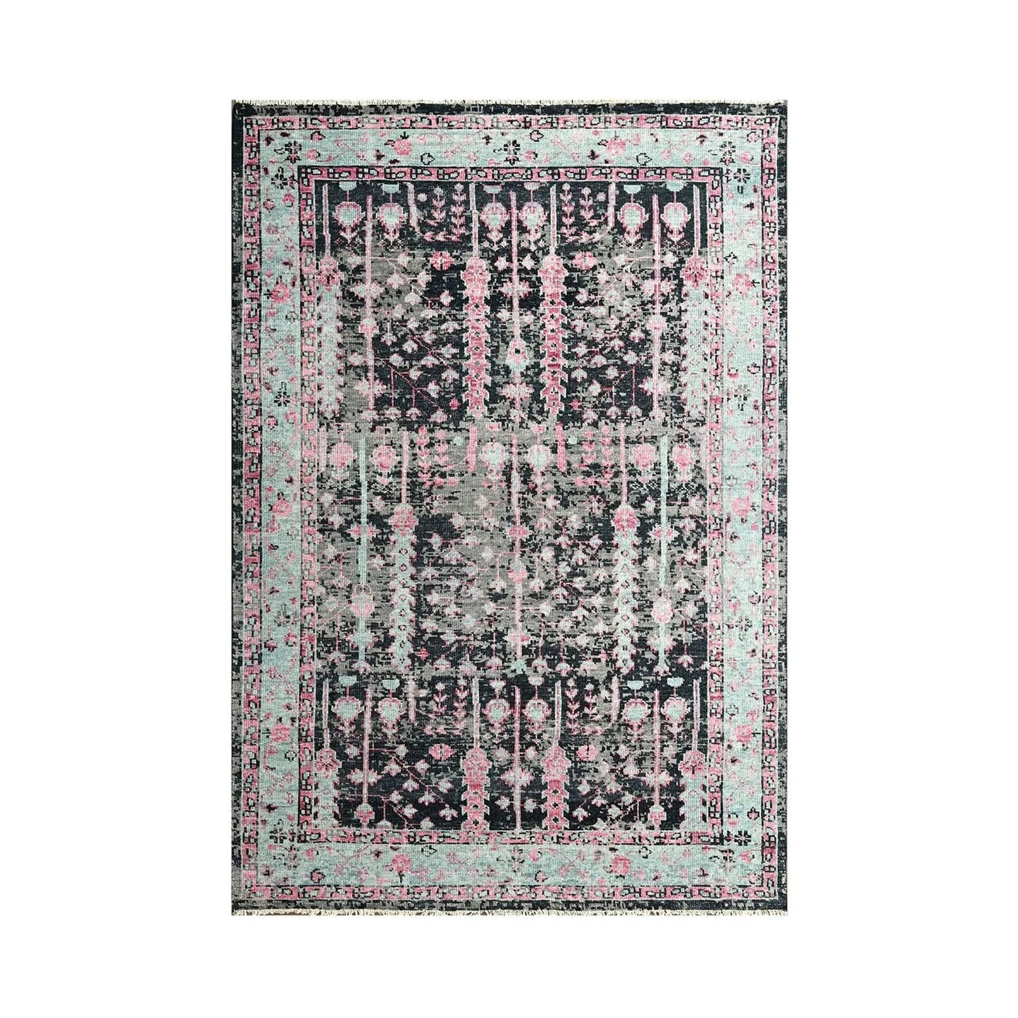 Multi Size Black, Gray Hand Knotted Arts & Crafts 100% Wool Turkish Oushak Traditional Oriental Area Rug