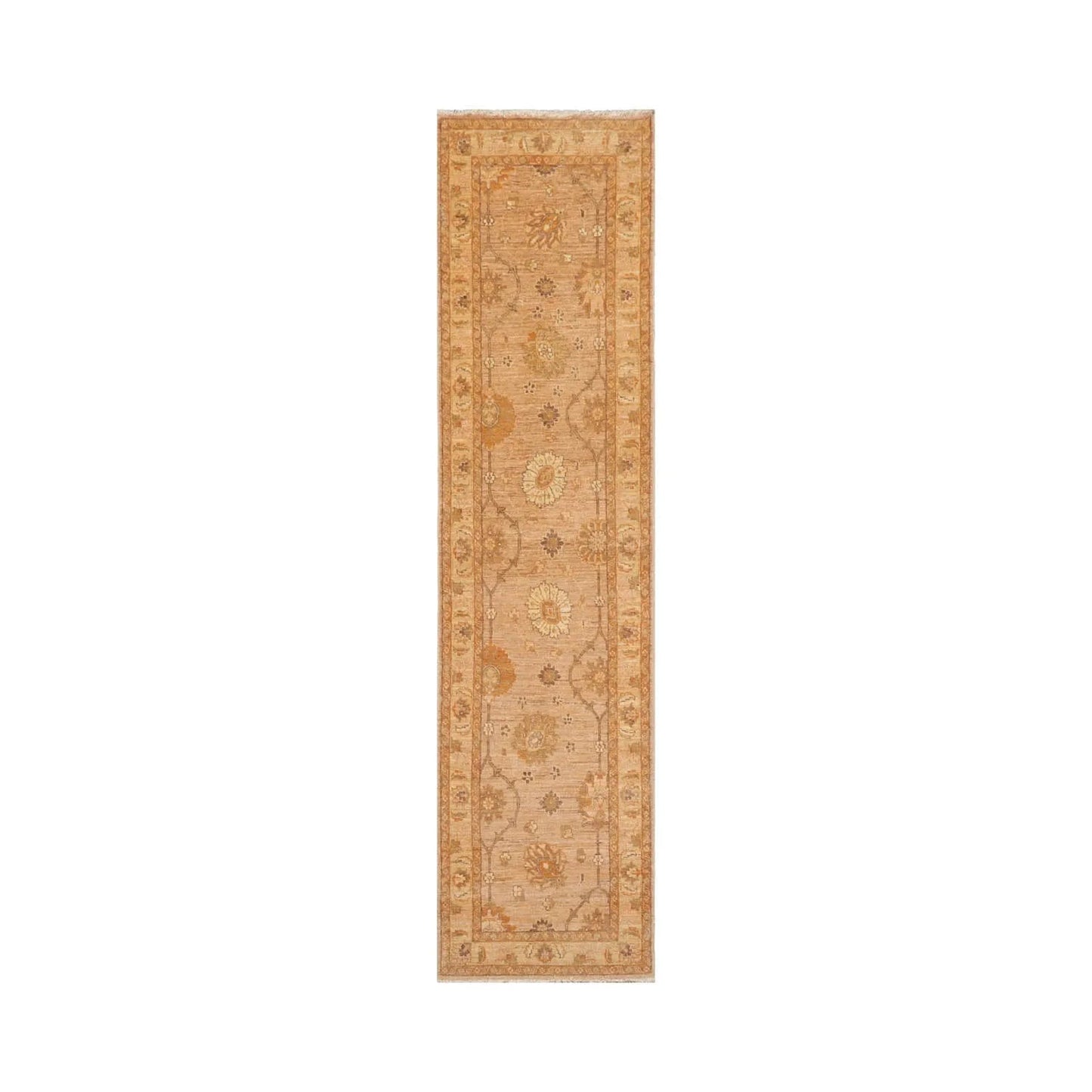 2'8''x10'8'' Tan, Caramel Hand Knotted 100% Wool Peshawar Traditional Oriental Area Rug Runner