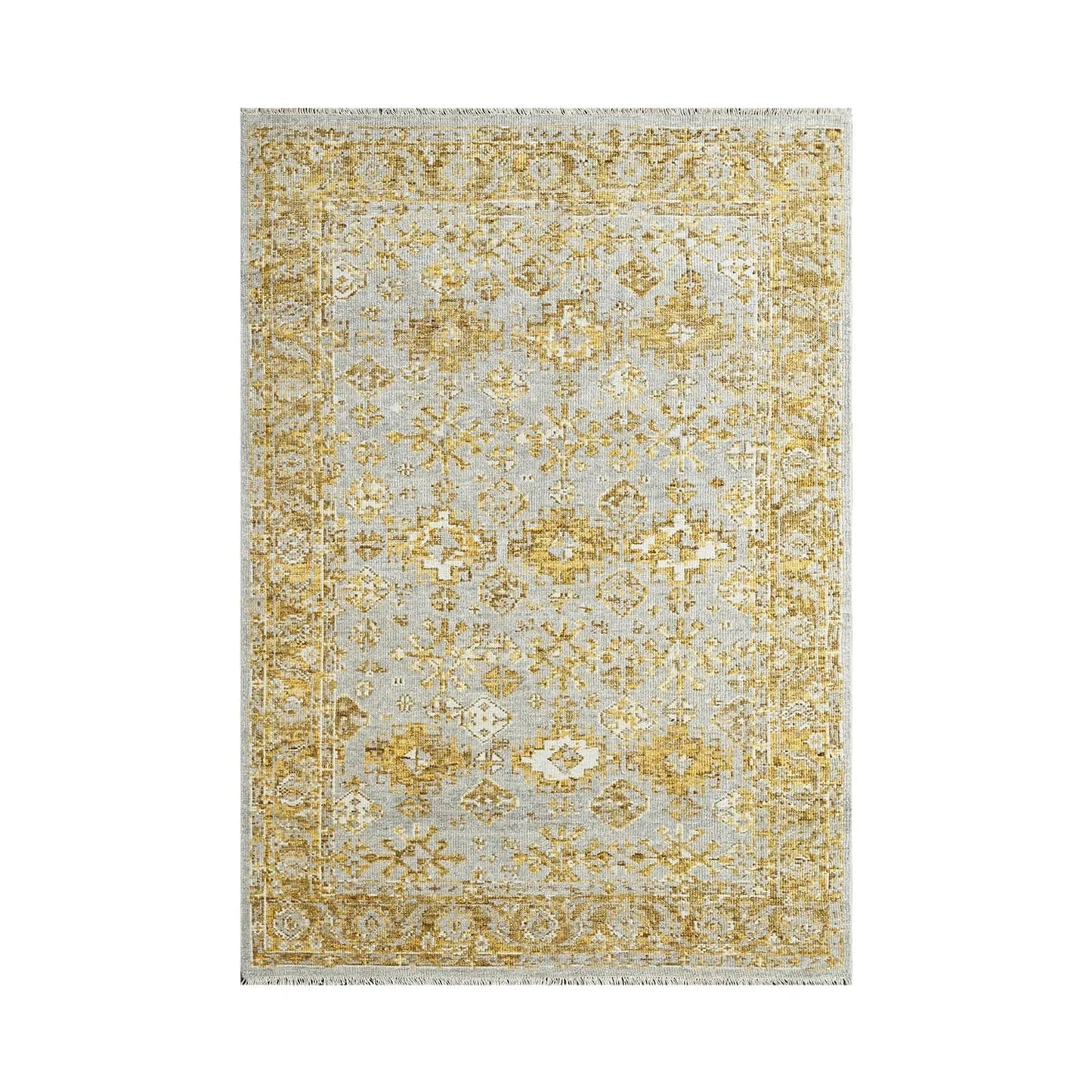 Multi Size Gray, Gold Hand Knotted 100% Wool Turkish Oushak Transitional Oriental Area Rug