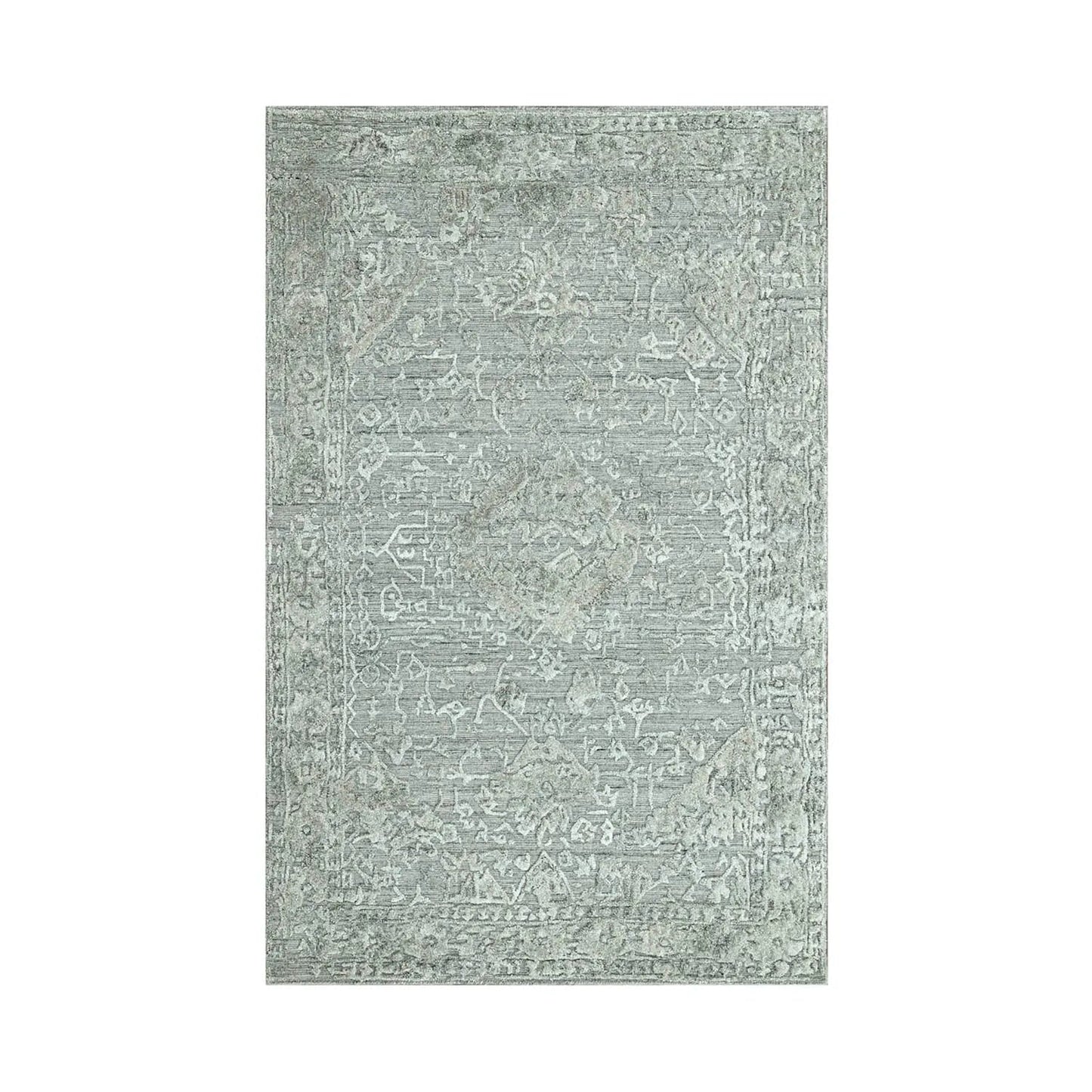 4x6 Tone on Tone Gray Hand Knotted Tibetan Wool/Bamboo Silk Transitional Oriental Area Rug