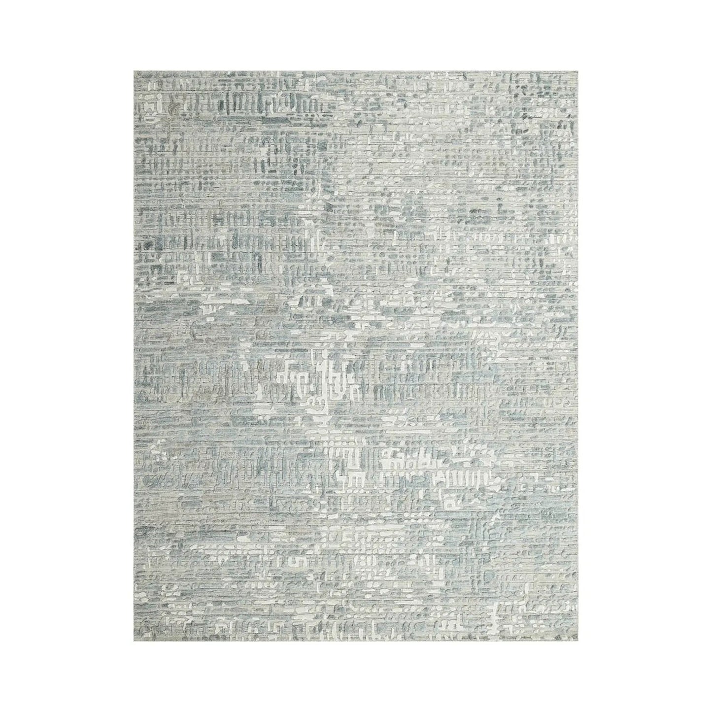 Multi Size Tone On Tone Gray Hand Knotted Tibetan Wool/Bamboo Silk Modern & Contemporary Oriental Area Rug