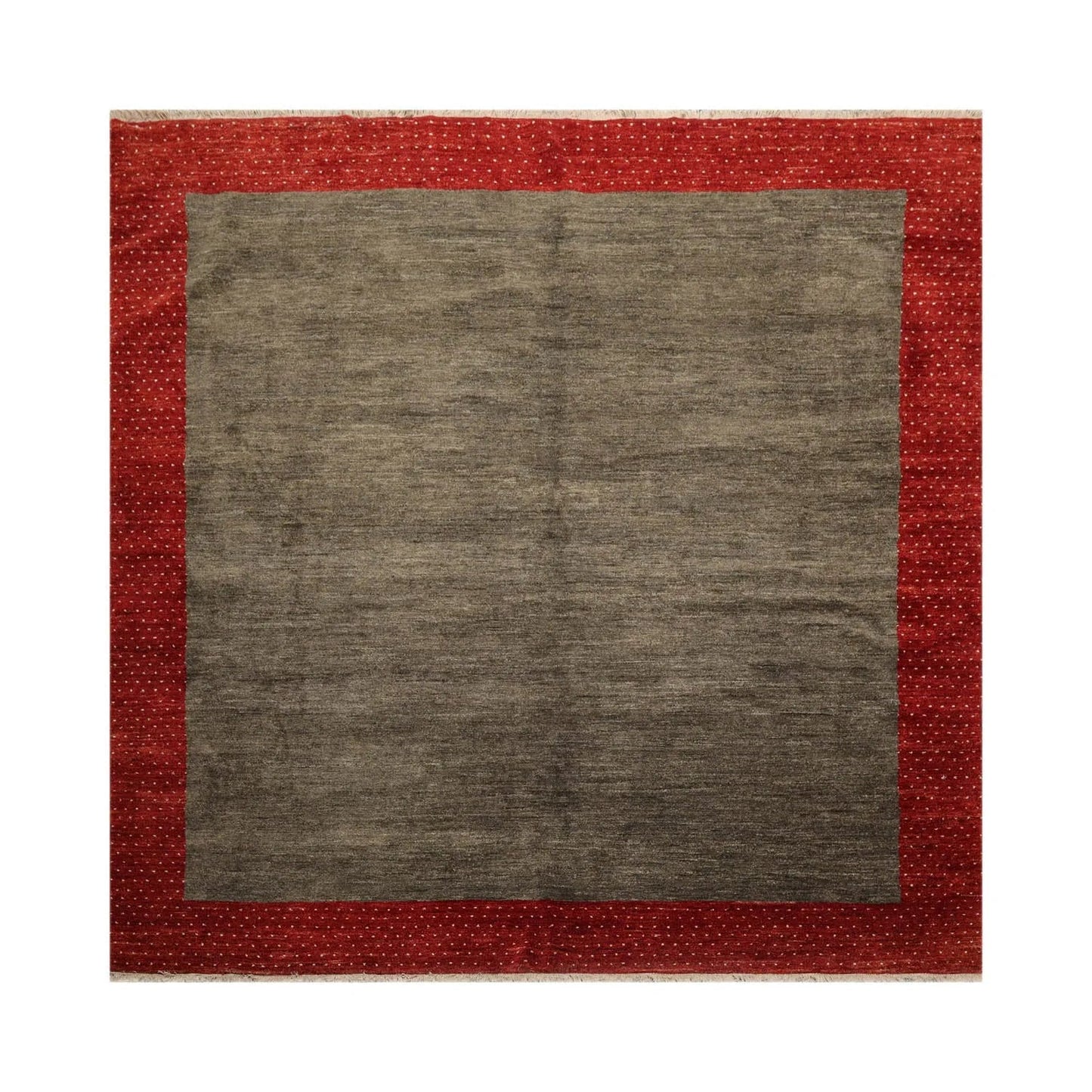 Square Mossy Gray,Rusty Red Hand Knotted Gabbeh 100% Wool Gabbeh Traditional  Oriental Area Rug