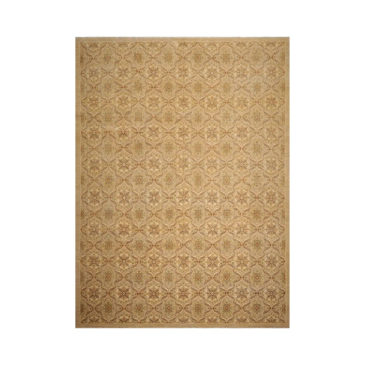 10x14 Tan Hand Knotted 100% Wool Peshawar Traditional Oriental Area Rug