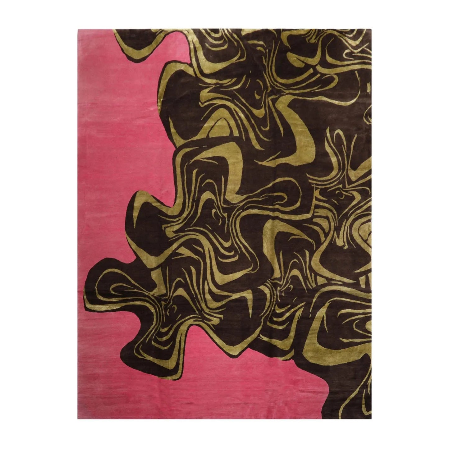 9x12 Pink, Brown Mark Philips Hand Knotted Tibetan 100% Wool Modern  Block Oriental Area Rug