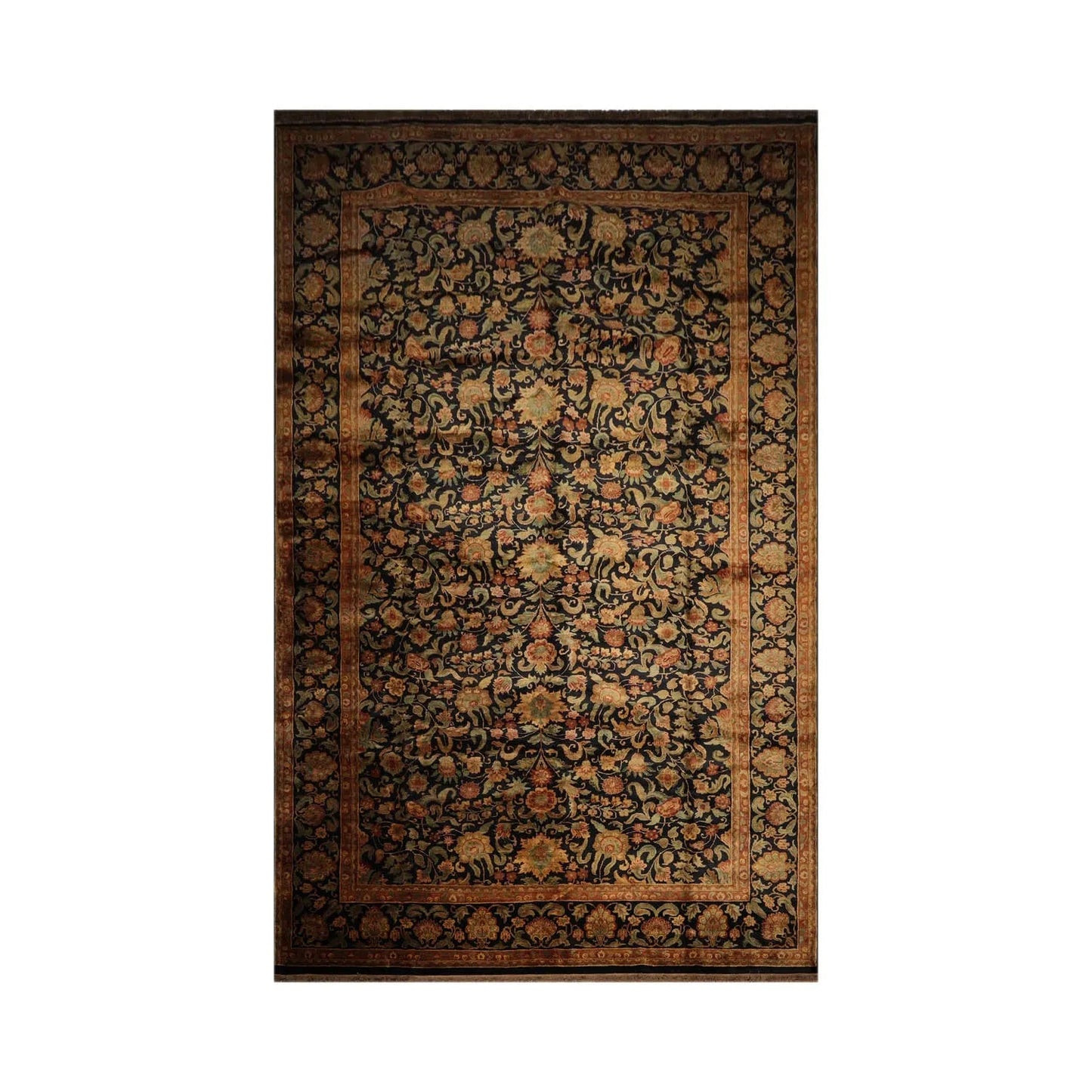 12'3"x19'6" Palace Charcoal Hand Knotted 100% Wool Agra Traditional Oriental Area Rug