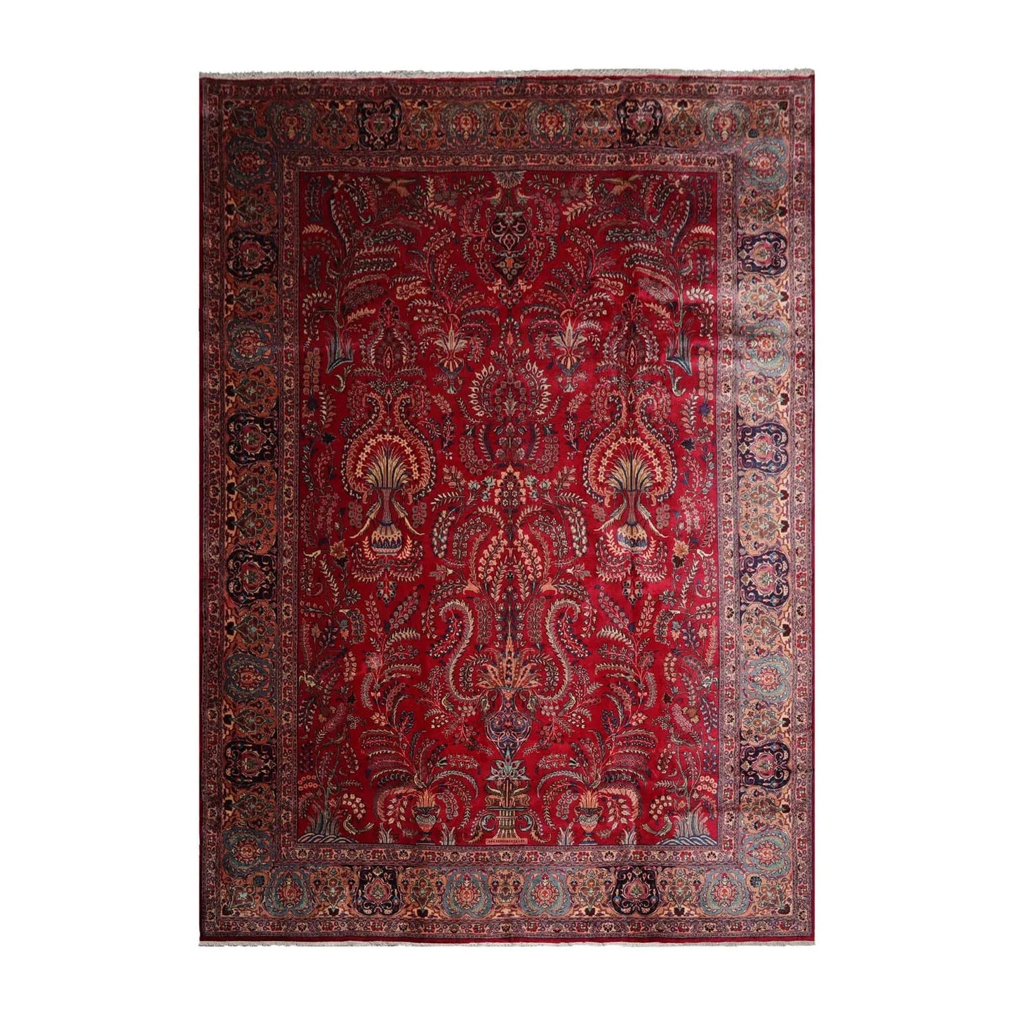 11'2"x15'9" Palace Red Hand Knotted 100% Wool Sarouk Traditional Oriental Area Rug