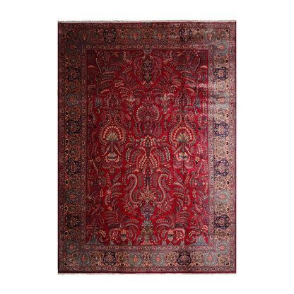 11'2"x15'9" Palace Red Hand Knotted 100% Wool Sarouk Traditional Oriental Area Rug