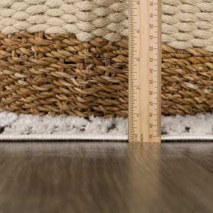 Keita Cream & Black Grid Plush Rug