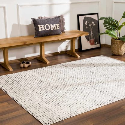 Keita Cream & Black Grid Plush Rug