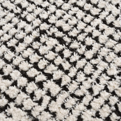 Keita Cream & Black Grid Plush Rug
