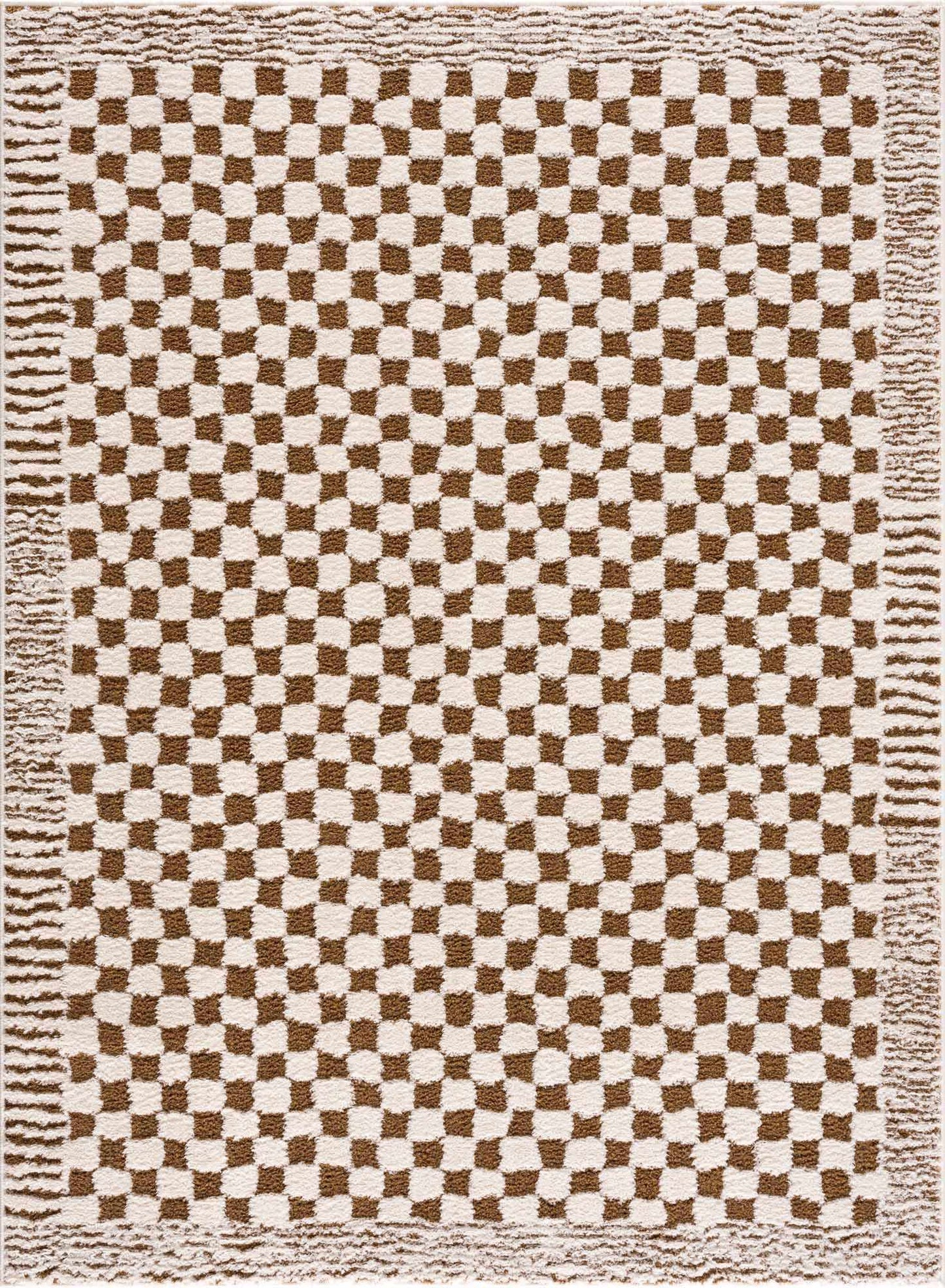 Leryn Brown Checkered Plush Rug