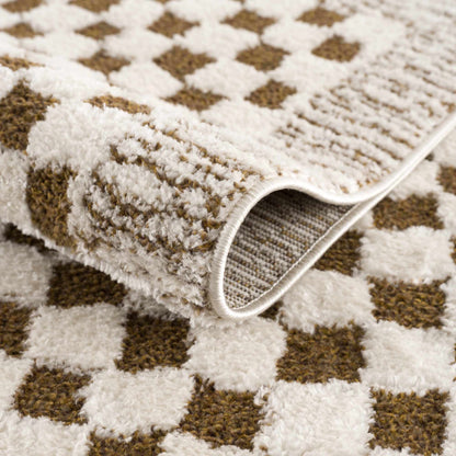 Leryn Brown Checkered Plush Rug