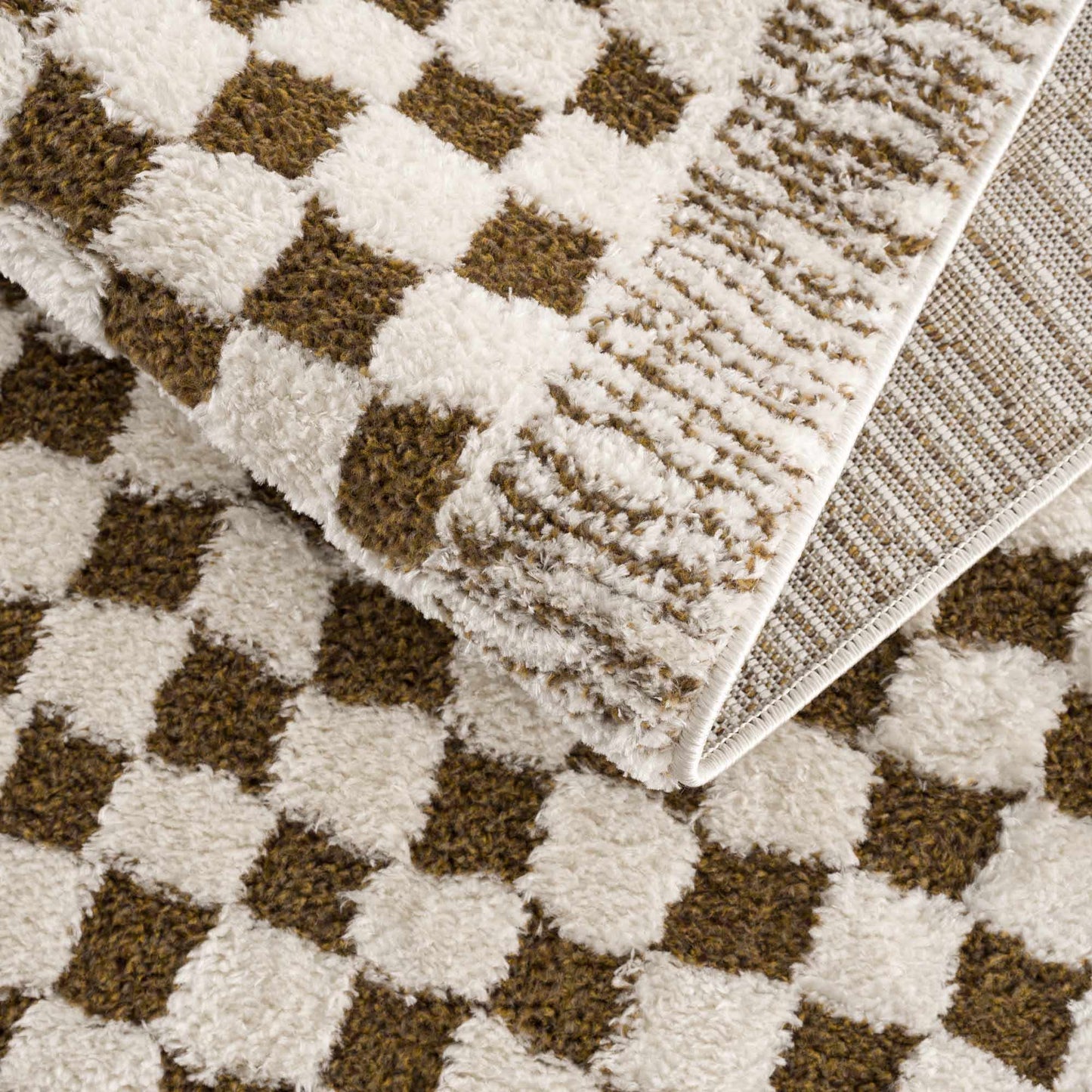 Leryn Brown Checkered Plush Rug
