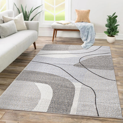 Area Rug Fiesta with Abstract Artistic Pattern in Beige and Grey