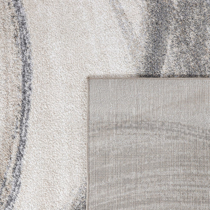 Modern Area Rug Fiesta with Artistic Waves in Beige Grey
