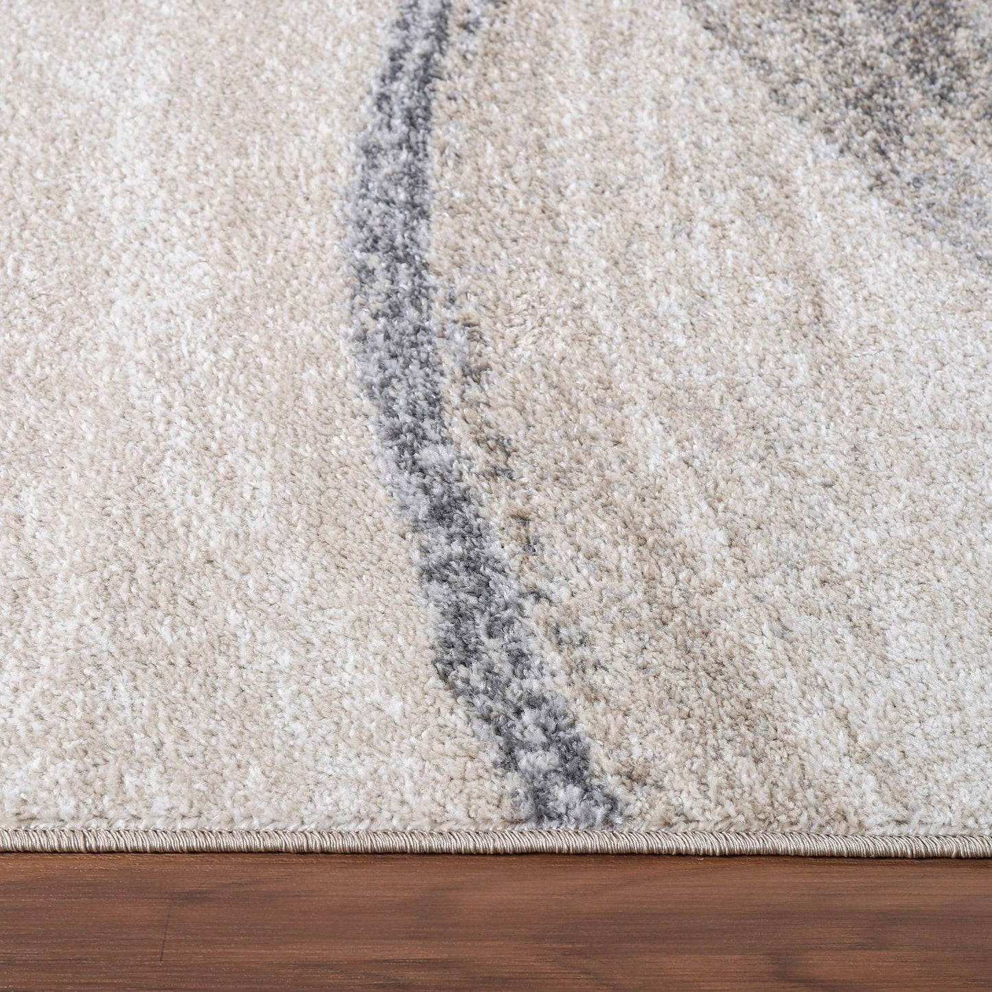 Modern Area Rug Fiesta with Artistic Waves in Beige Grey