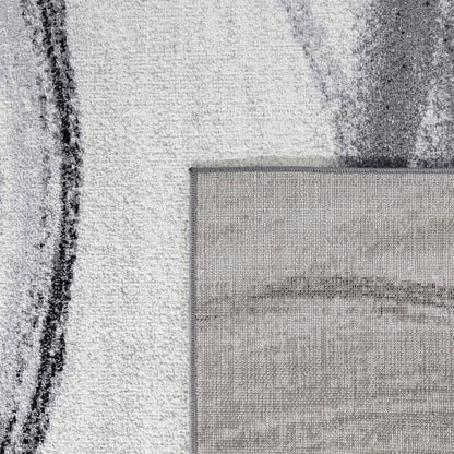 Modern Area Rug Fiesta with Artistic Waves in Grey Tones